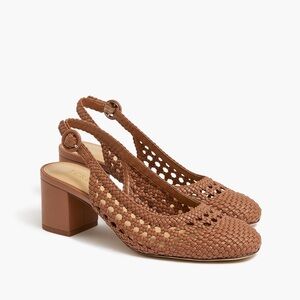 J. Crew Brown Woven Slingback Heels